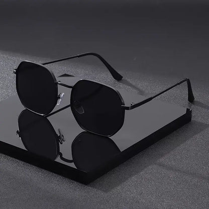 Blackout Hex Shades – Black Metal Frame with Dark-Tinted Lenses